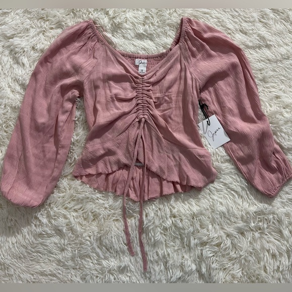 Brand: Japna.  cropped pink blouse. Small. New with tags - Picture 9 of 10